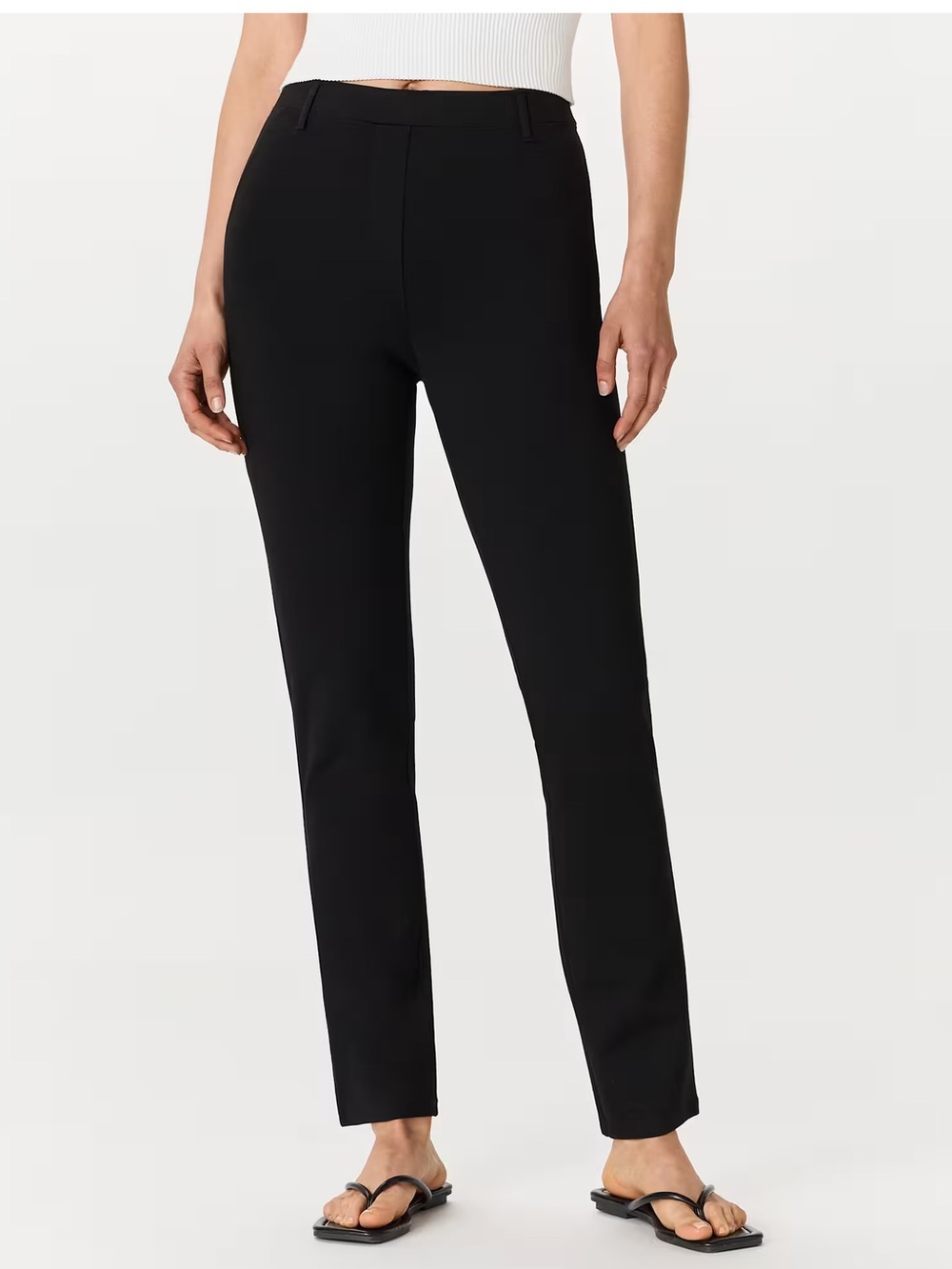 Quince Ultra Stretch Ponte Straight Leg Pant Size Medium Black Pull On